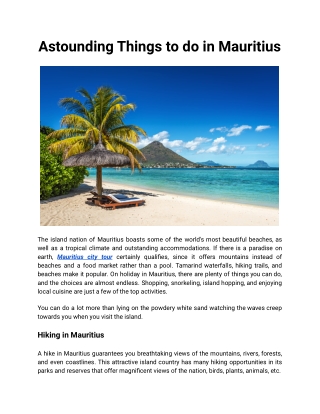 Astounding Things to do in Mauritius