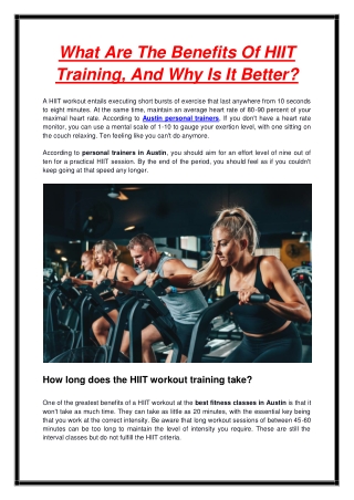 What Are The Benefits Of HIIT Training, And Why Is It Better