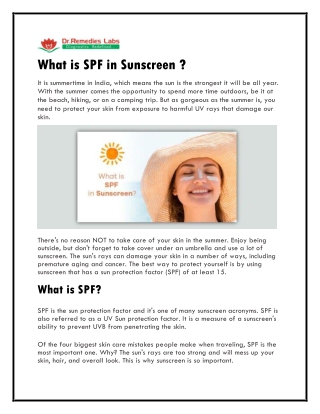 What is SPF in Sunscreen
