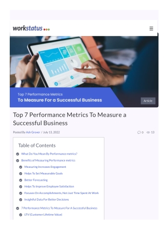 Top 7 Performance Metrics To Measure a Successful Business