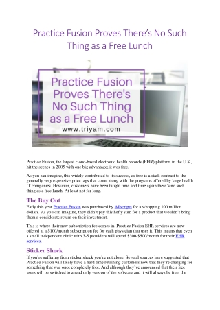 Practice Fusion Proves There’s No Such Thing as a Free Lunch