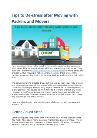 Tips to De-stress after Moving with Packers and Movers