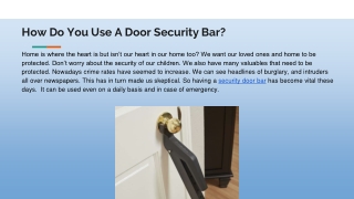 How Do You Use A Door Security Bar