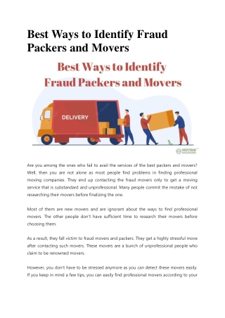 Best Ways to Identify Fraud Packers and Movers
