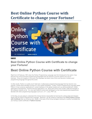 Best Online Python Course with Certificate to change your Fortune