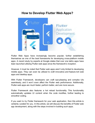 How to Develop Flutter Web Apps?