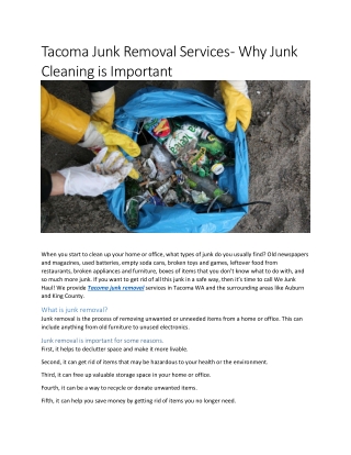 Tacoma Junk Removal Services