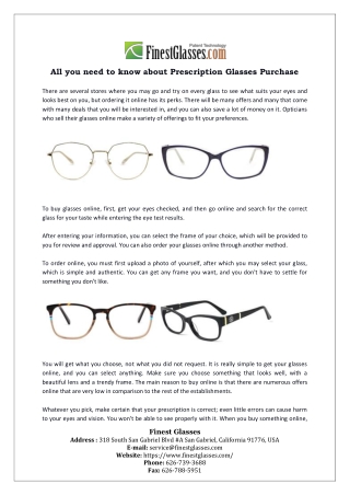 All you need to know about Prescription Glasses Purchase