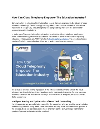 How Can Cloud Telephony Empower The Education Industry