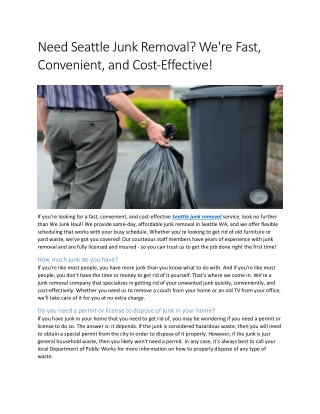 Need Seattle Junk Removal