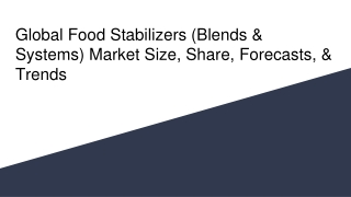 Global Food Stabilizers (Blends & Systems) Market Size, Share, Forecasts, & Trends