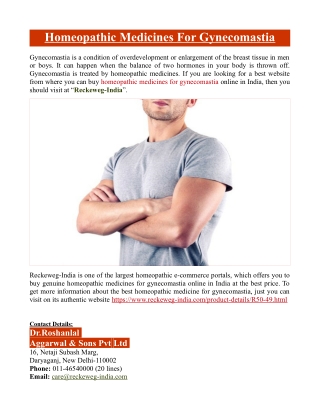 Homeopathic Medicines For Gynecomastia