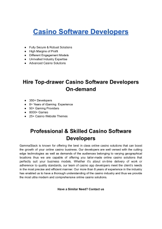 Casino Software Developers