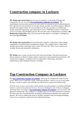 Construction Company in Lucknow