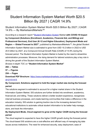 Student Information System Market Worth $20.5 Billion By 2027 | CAGR 14.9%