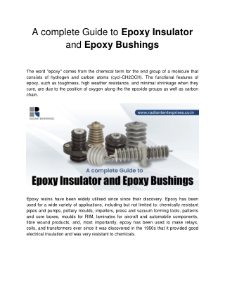 A complete Guide to Epoxy Insulator and Epoxy Bushings