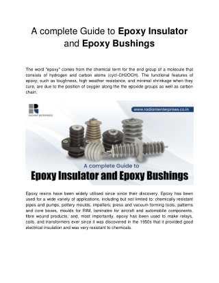 A complete Guide to Epoxy Insulator and Epoxy Bushings