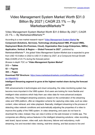 Video Management System Market Worth $31.0 Billion By 2027 | CAGR 23.1%