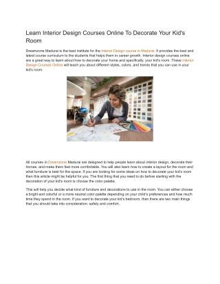 Learn Interior Design Courses Online To Decorate Your Kid's Room