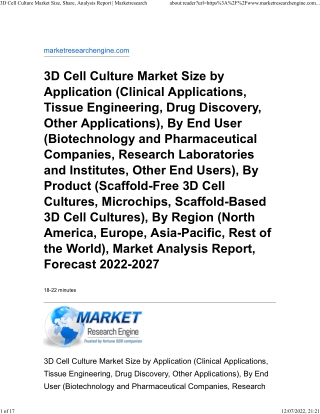 3D Cell Culture Market