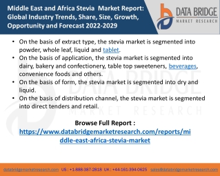 Middle East and Africa Stevia Market