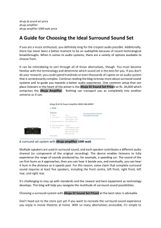 A Guide for Choosing the Ideal Surround Sound Set
