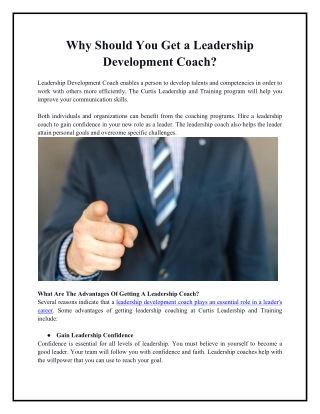 Why Should You Get a Leadership Development Coach?