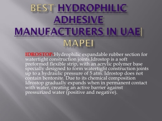 Best Hydrophilic Adhesive Manufacturers in UAE
