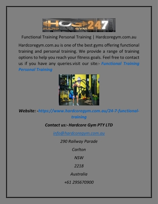 Functional Training Personal Training  Hardcoregym.com