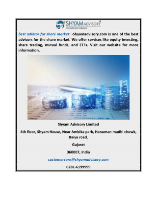 Best Advisor for Share Market  Shyamadvisory.com