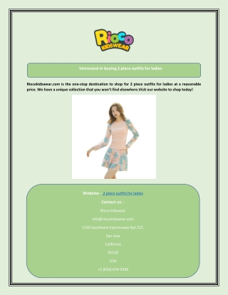 Interested in buying 2 piece outfits for ladies