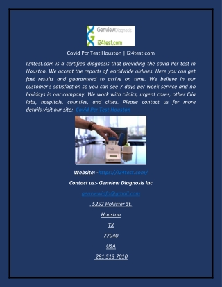 Covid Pcr Test Houston  I24test
