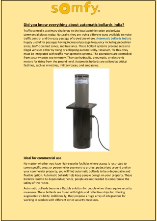 Did you know everything about automatic bollards India?