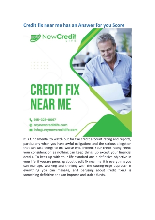 Credit fix near me has an Answer for your Score