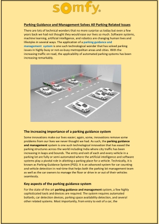 Parking Guidance and Management Solves All Parking Related Issues