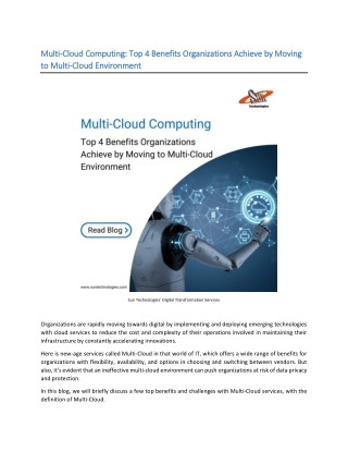 Top 4 Benefits Organizations Achieve by Moving to Multi-Cloud Environment