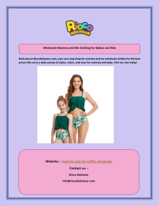 Wholesale Mommy and Me Clothing for Babies and Kids