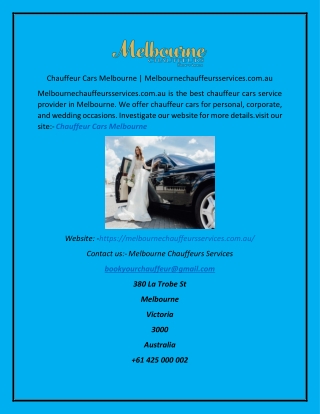 Chauffeur Cars Melbourne  Melbournechauffeursservices.com