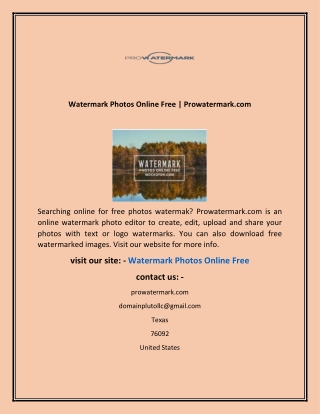 Watermark Photos Online Free