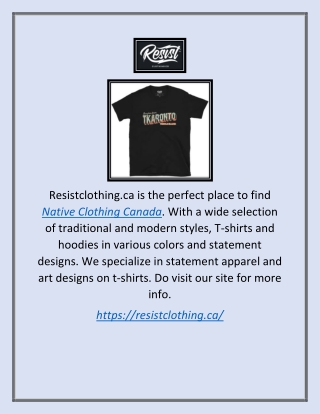 Native Clothing Canada | Resistclothing.ca