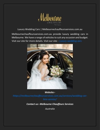 Luxury Wedding Cars Melbournechauffeursservices.com