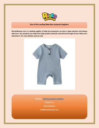 One of the Leading Baby Boy Jumpsuit Suppliers