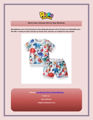 Want to Buy a Dinosaur Shirt for Boys Wholesale