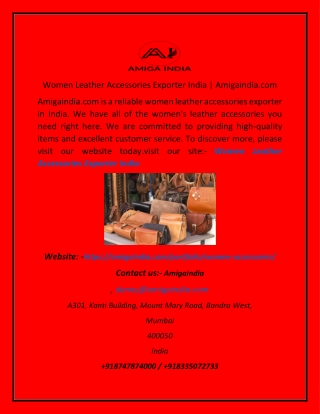 Women Leather Accessories Exporter India  Amigaindia
