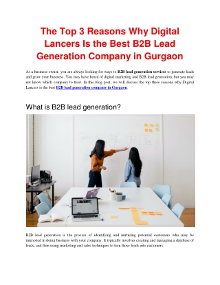 Top 3 Reasons Why Digital Lancers Is  Best B2B Lead Generation Company Gurgaon