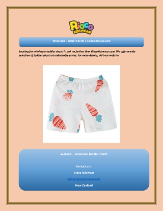 Wholesale Toddler Shorts  Riocokidswear