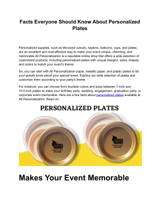 Facts Everyone Should Know About Personalized Plates