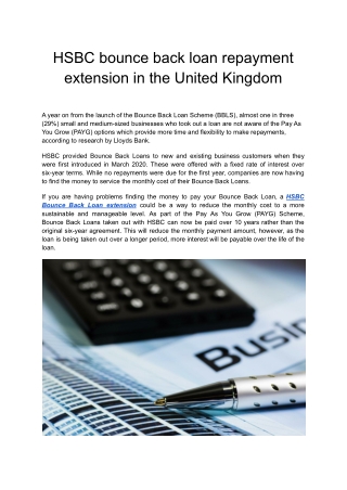 HSBC bounce back loan repayment extension in the United Kingdom