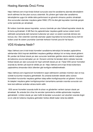 Hosting Alanında Öncü Firma