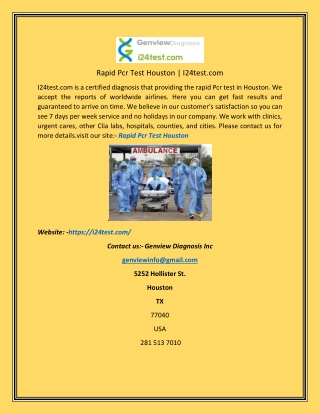 Rapid Pcr Test Houston  I24test